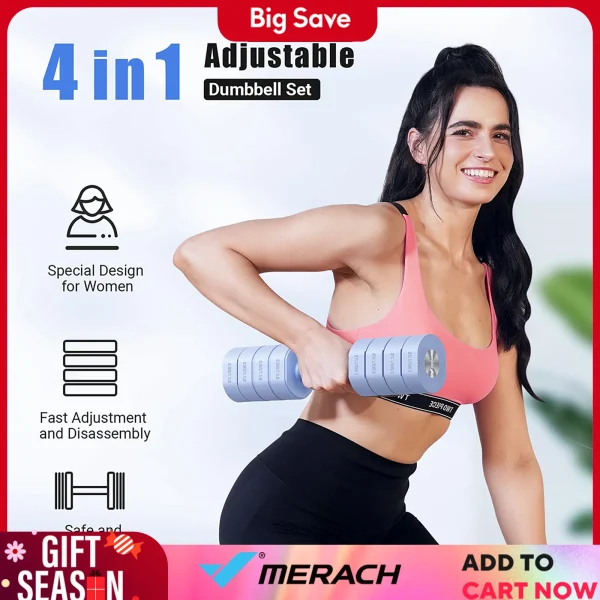 Adjustable Dumbbell Set of 2, 4 in 1 Hand Weights